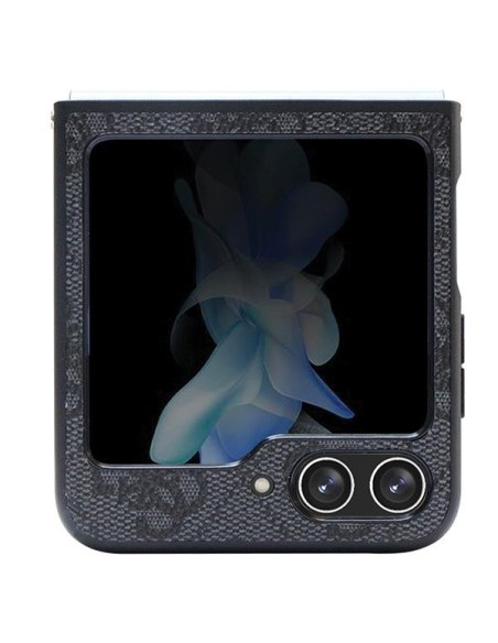 Guess Leather 4G Diamond Triangle dėklas, skirtas Samsung Galaxy Z Flip 5 - juodas Guess Leather 4G Diamond Triangle dėklas, skirtas Samsung Galaxy Z Flip 5 - juodas
