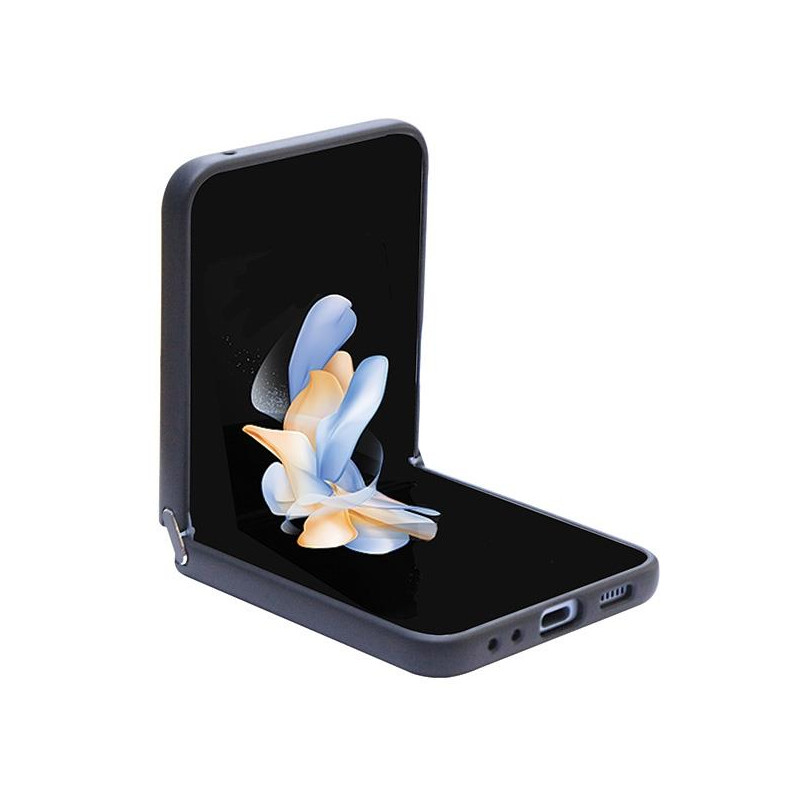 Guess Leather 4G Diamond Triangle dėklas, skirtas Samsung Galaxy Z Flip 5 - juodas