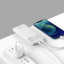 Bipow maitinimo blokas su ekranu 10000mAh USB-A microUSB kabelis 0,25m baltas