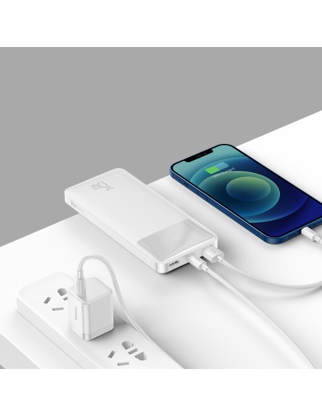 Bipow maitinimo blokas su ekranu 10000mAh USB-A microUSB kabelis 0,25m baltas