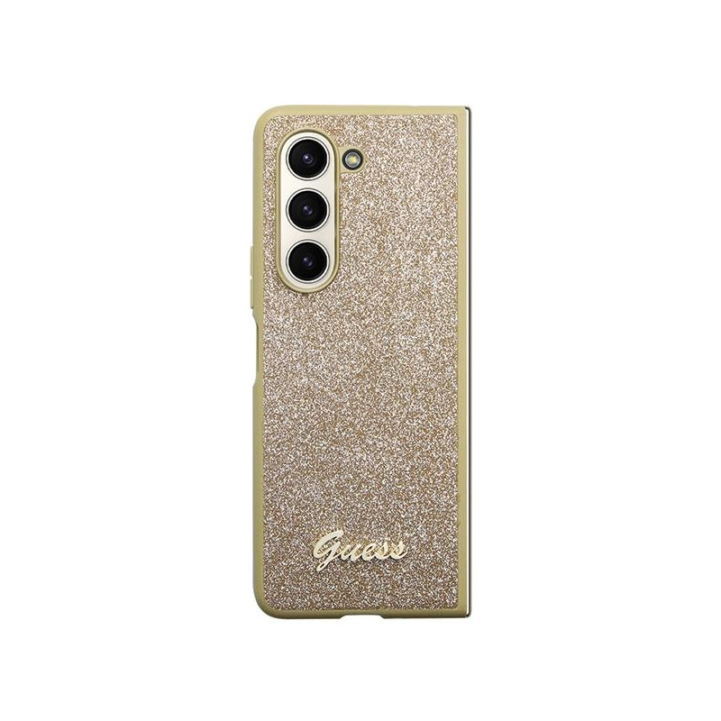 Guess Glitter Script dėklas, skirtas Samsung Galaxy Z Fold 5 - auksinis