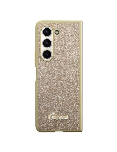 Guess Glitter Script dėklas, skirtas Samsung Galaxy Z Fold 5 - auksinis Guess Glitter Script dėklas, skirtas Samsung Galaxy Z Fold 5 - auksinis