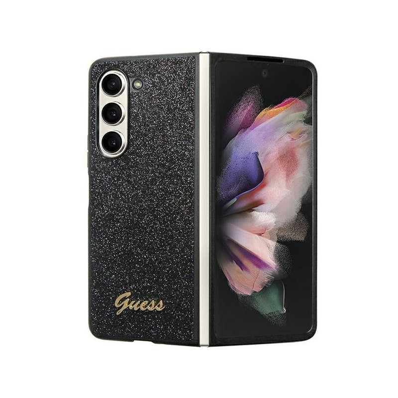Guess Glitter Script dėklas, skirtas Samsung Galaxy Z Fold 5 - juodas Guess Glitter Script dėklas, skirtas Samsung Galaxy Z Fold 5 - juodas