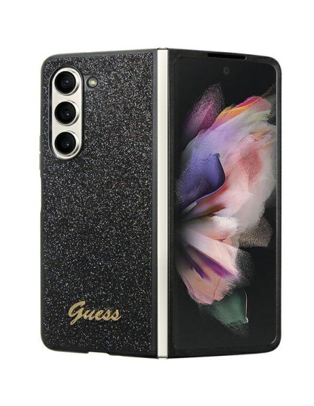 Guess Glitter Script dėklas, skirtas Samsung Galaxy Z Fold 5 - juodas