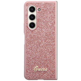 Guess Glitter Script dėklas, skirtas Samsung Galaxy Z Fold 5 - rožinis