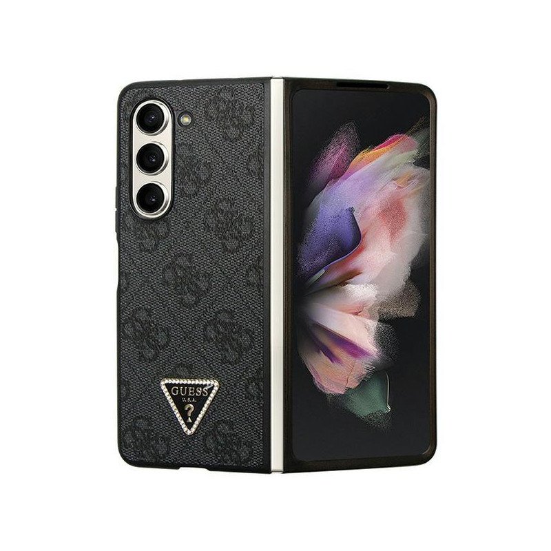 Guess Leather 4G Diamond Triangle dėklas, skirtas Samsung Galaxy Z Fold 5 - juodas Guess Leather 4G Diamond Triangle dėklas, skirtas Samsung Galaxy Z Fold 5 - juodas