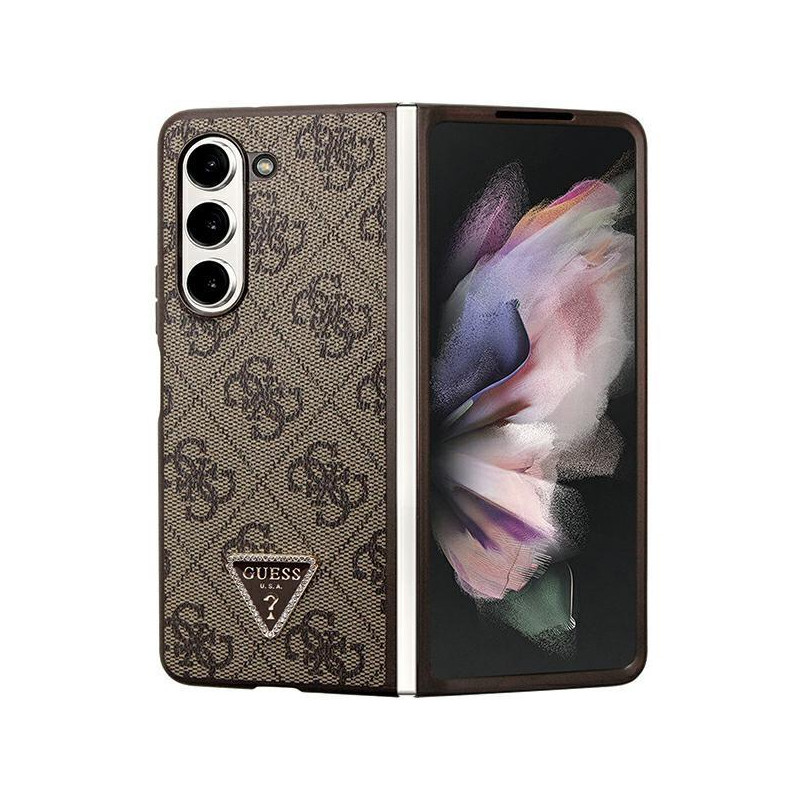 Guess Leather 4G Triangle Strass dėklas, skirtas Samsung Galaxy Z Fold 5 - rudas Guess Leather 4G Triangle Strass dėklas, skirtas Samsung Galaxy Z Fold 5 - rudas
