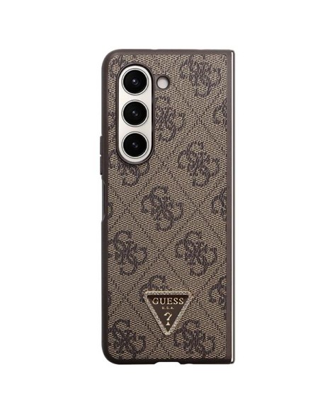 Guess Leather 4G Triangle Strass dėklas, skirtas Samsung Galaxy Z Fold 5 - rudas Guess Leather 4G Triangle Strass dėklas, skirtas Samsung Galaxy Z Fold 5 - rudas