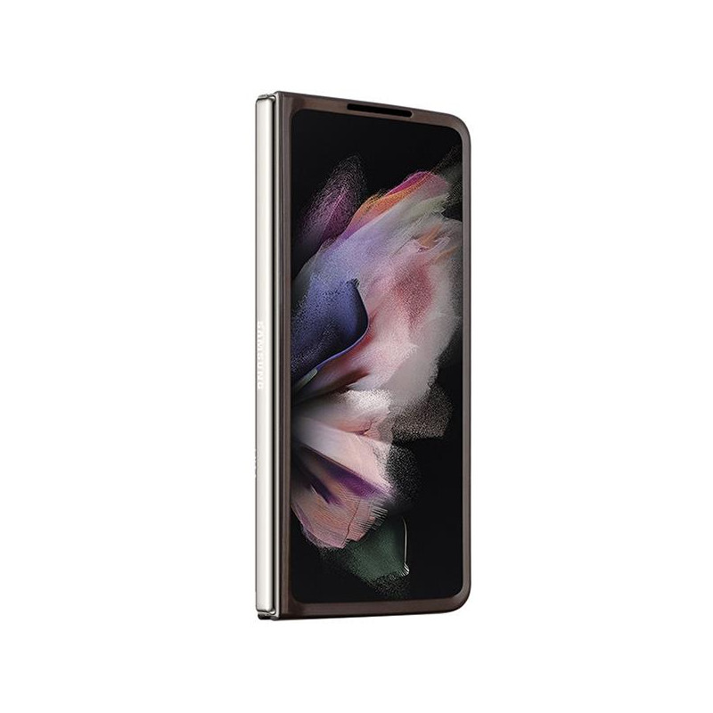 Guess Leather 4G Triangle Strass dėklas, skirtas Samsung Galaxy Z Fold 5 - rudas