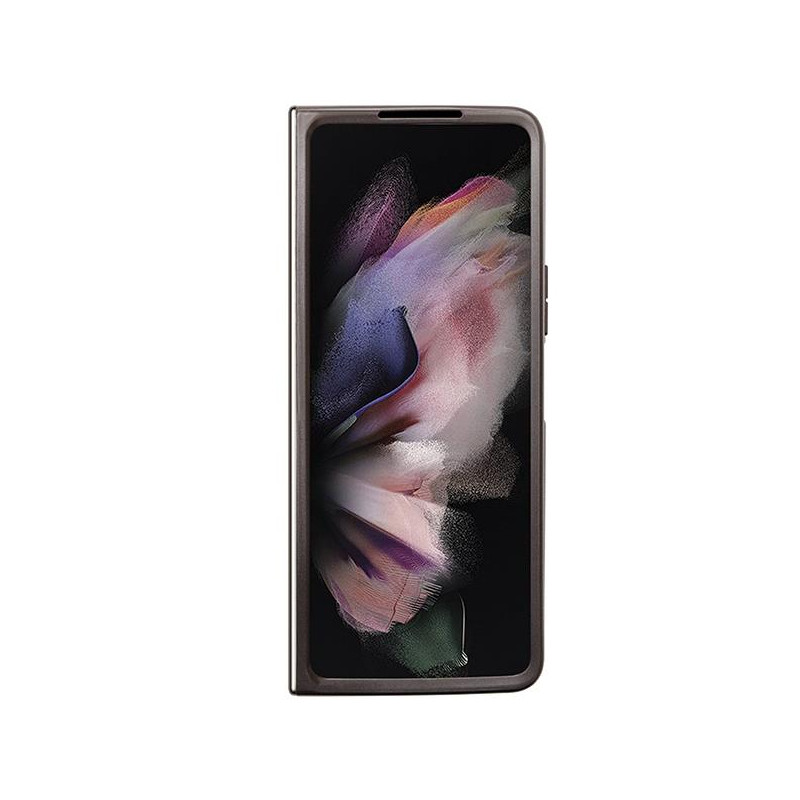 Guess Leather 4G Triangle Strass dėklas, skirtas Samsung Galaxy Z Fold 5 - rudas