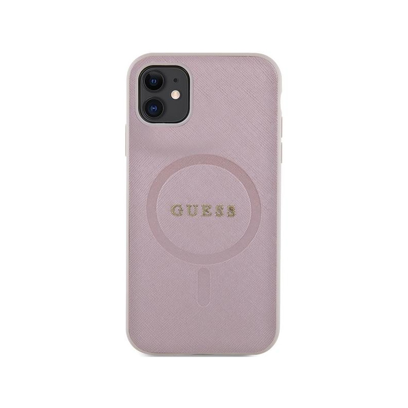 Guess Saffiano MagSafe dėklas iPhone 11 / Xr - rožinis