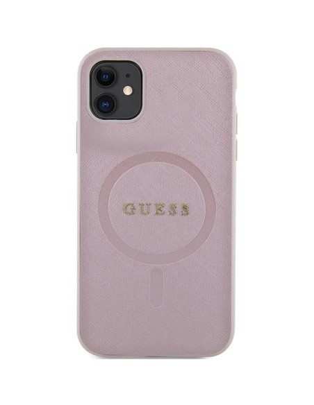 Guess Saffiano MagSafe dėklas iPhone 11 / Xr - rožinis Guess Saffiano MagSafe dėklas iPhone 11 / Xr - rožinis