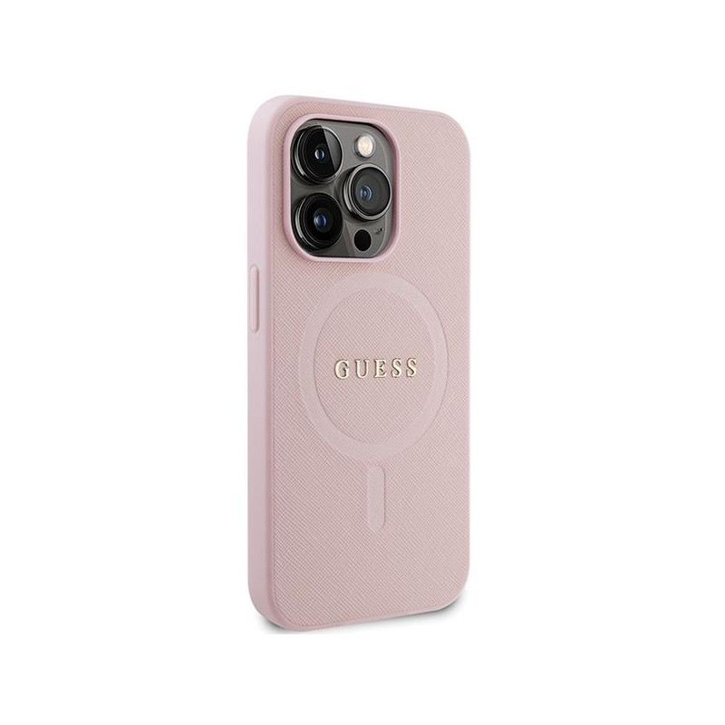 Guess Saffiano MagSafe dėklas, skirtas iPhone 13 Pro / 13 - rožinis