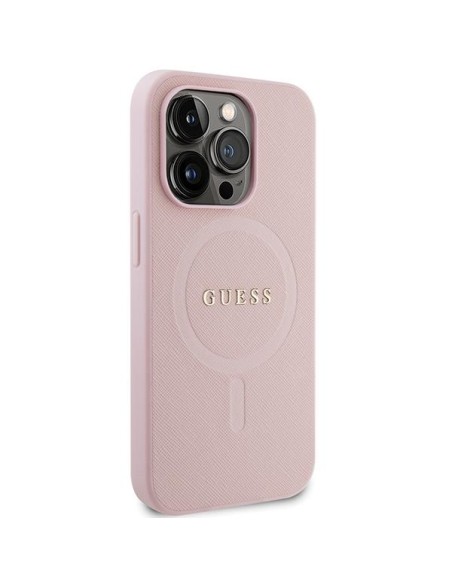 Guess Saffiano MagSafe dėklas, skirtas iPhone 13 Pro / 13 - rožinis Guess Saffiano MagSafe dėklas, skirtas iPhone 13 Pro / 13 - rožinis
