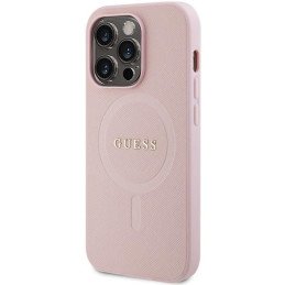Guess Saffiano MagSafe dėklas iPhone 14 Pro - rožinis