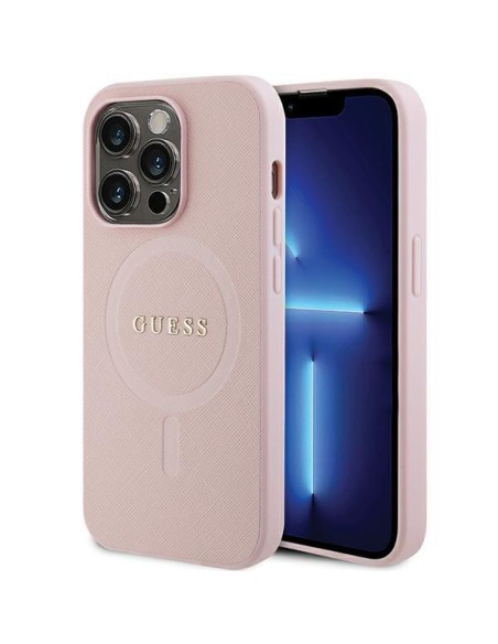 Guess Saffiano MagSafe dėklas iPhone 14 Pro Max - rožinis Guess Saffiano MagSafe dėklas iPhone 14 Pro Max - rožinis