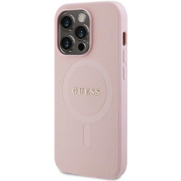 Guess Saffiano MagSafe dėklas iPhone 14 Pro Max - rožinis