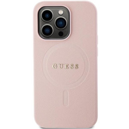Guess Saffiano MagSafe dėklas iPhone 14 Pro Max - rožinis
