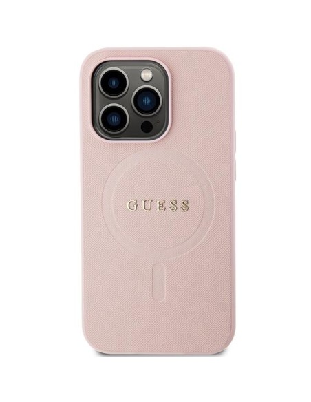 Guess Saffiano MagSafe dėklas iPhone 14 Pro Max - rožinis Guess Saffiano MagSafe dėklas iPhone 14 Pro Max - rožinis