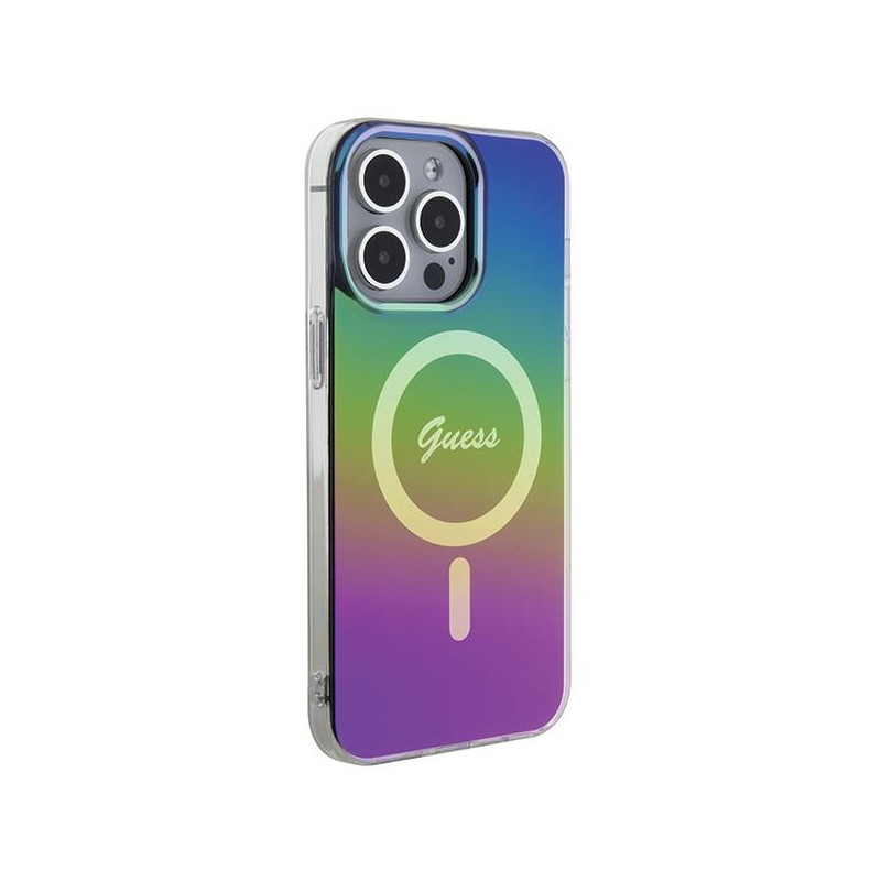 Guess IML Iridescent MagSafe dėklas iPhone 15 Pro - juodas