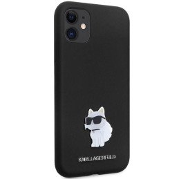 Karl Lagerfeld Silicone Choupette Metal Pin dėklas iPhone 11 / Xr - juodas