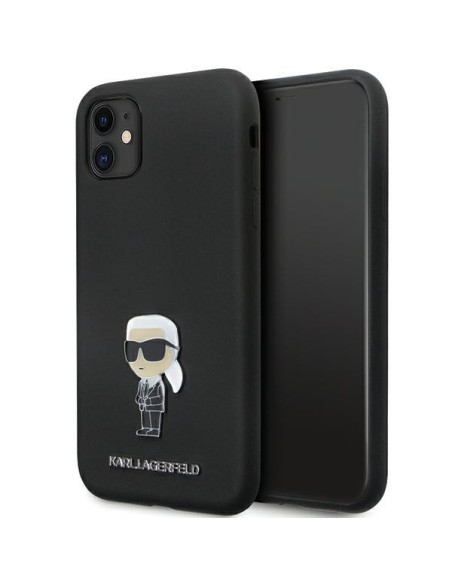 Karl Lagerfeld Silicone Ikonik Metal Pin dėklas iPhone 11 / Xr - juodas Karl Lagerfeld Silicone Ikonik Metal Pin dėklas iPhone 11 / Xr - juodas