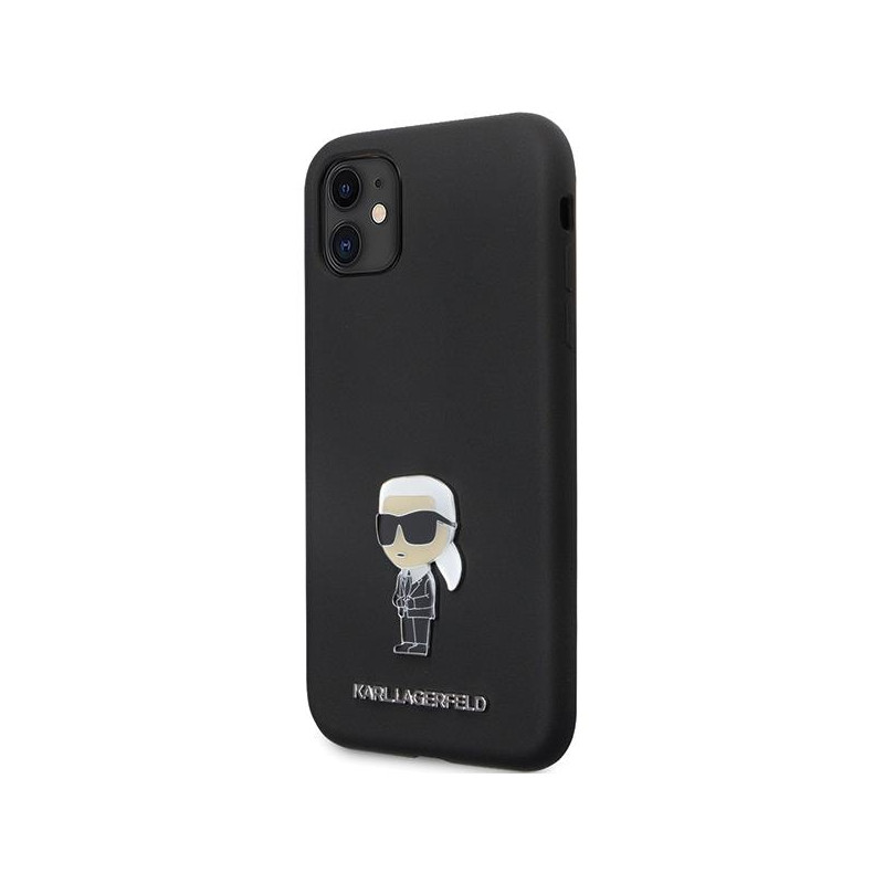 Karl Lagerfeld Silicone Ikonik Metal Pin dėklas iPhone 11 / Xr - juodas