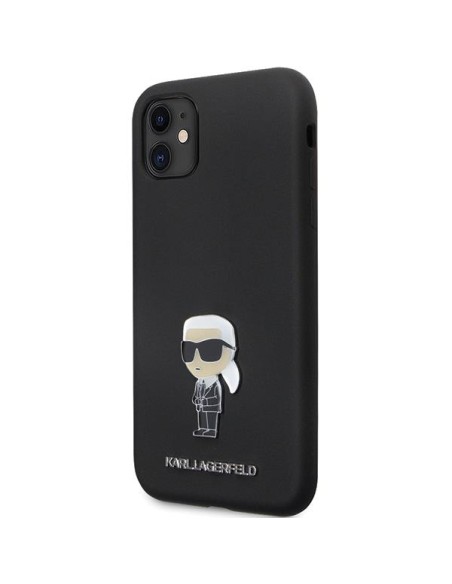Karl Lagerfeld Silicone Ikonik Metal Pin dėklas iPhone 11 / Xr - juodas Karl Lagerfeld Silicone Ikonik Metal Pin dėklas iPhone 11 / Xr - juodas