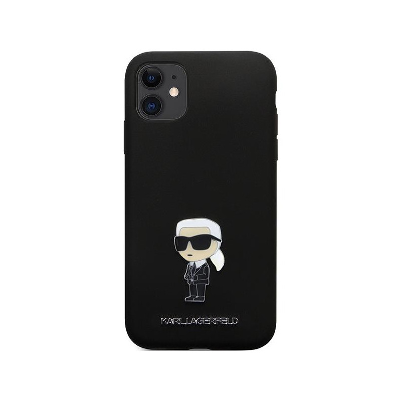 Karl Lagerfeld Silicone Ikonik Metal Pin dėklas iPhone 11 / Xr - juodas