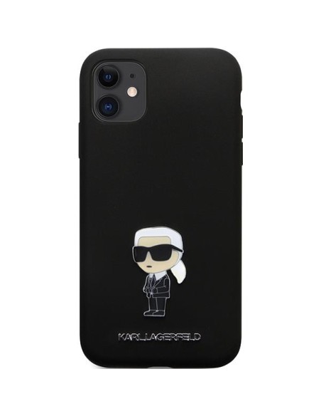 Karl Lagerfeld Silicone Ikonik Metal Pin dėklas iPhone 11 / Xr - juodas Karl Lagerfeld Silicone Ikonik Metal Pin dėklas iPhone 11 / Xr - juodas