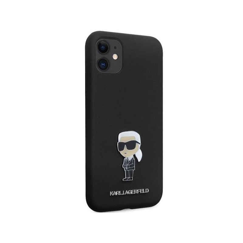 Karl Lagerfeld Silicone Ikonik Metal Pin dėklas iPhone 11 / Xr - juodas