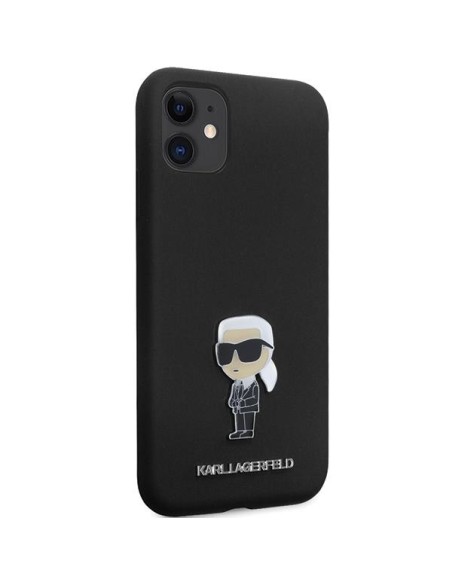 Karl Lagerfeld Silicone Ikonik Metal Pin dėklas iPhone 11 / Xr - juodas Karl Lagerfeld Silicone Ikonik Metal Pin dėklas iPhone 11 / Xr - juodas