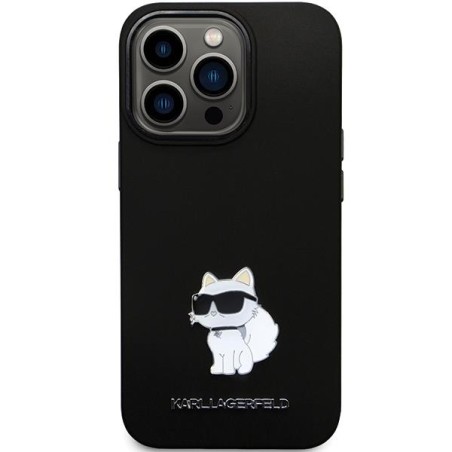 Karl Lagerfeld Silicone Choupette Metal Pin dėklas iPhone 13 Pro Max - juodas Karl Lagerfeld Silicone Choupette Metal Pin dėklas iPhone 13 Pro Max - juodas