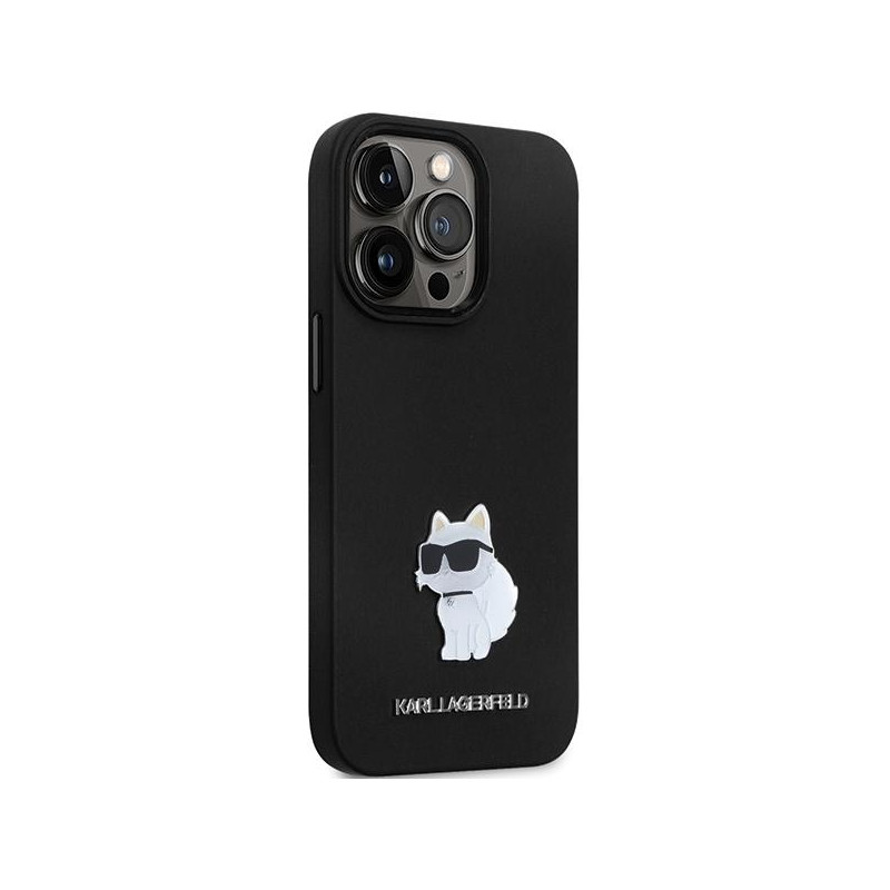 Karl Lagerfeld Silicone Choupette Metal Pin dėklas iPhone 13 Pro Max - juodas