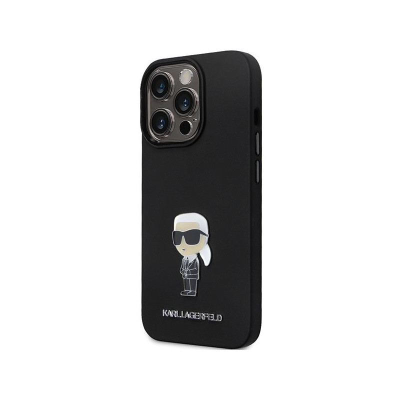 Karl Lagerfeld Silicone Ikonik Metal Pin dėklas iPhone 13 Pro Max - juodas