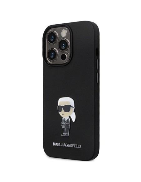 Karl Lagerfeld Silicone Ikonik Metal Pin dėklas iPhone 13 Pro Max - juodas Karl Lagerfeld Silicone Ikonik Metal Pin dėklas iPhone 13 Pro Max - juodas