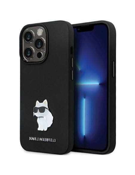 Karl Lagerfeld Silicone Choupette Metal Pin dėklas iPhone 14 Pro Max - juodas Karl Lagerfeld Silicone Choupette Metal Pin dėklas iPhone 14 Pro Max - juodas