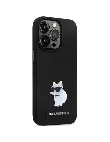 Karl Lagerfeld Silicone Choupette Metal Pin dėklas iPhone 14 Pro Max - juodas Karl Lagerfeld Silicone Choupette Metal Pin dėklas iPhone 14 Pro Max - juodas