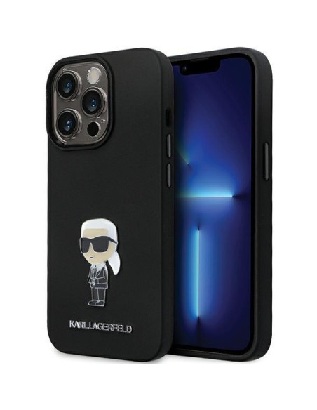 Karl Lagerfeld Silicone Ikonik Metal Pin dėklas iPhone 14 Pro Max - juodas Karl Lagerfeld Silicone Ikonik Metal Pin dėklas iPhone 14 Pro Max - juodas