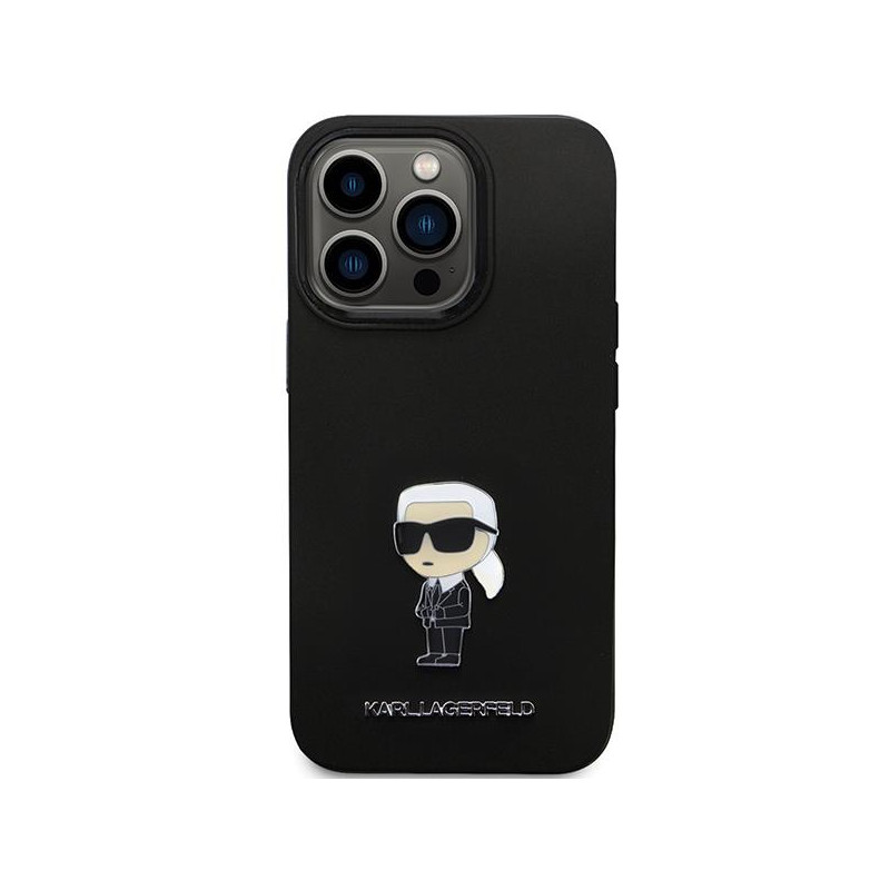 Karl Lagerfeld Silicone Ikonik Metal Pin dėklas iPhone 14 Pro Max - juodas