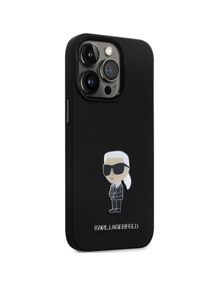 Karl Lagerfeld Silicone Ikonik Metal Pin dėklas iPhone 14 Pro Max - juodas Karl Lagerfeld Silicone Ikonik Metal Pin dėklas iPhone 14 Pro Max - juodas