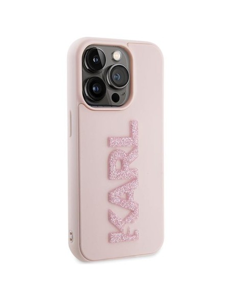 Karl Lagerfeld 3D Rubber Glitter Logo dėklas iPhone 15 Pro - rožinis Karl Lagerfeld 3D Rubber Glitter Logo dėklas iPhone 15 Pro - rožinis