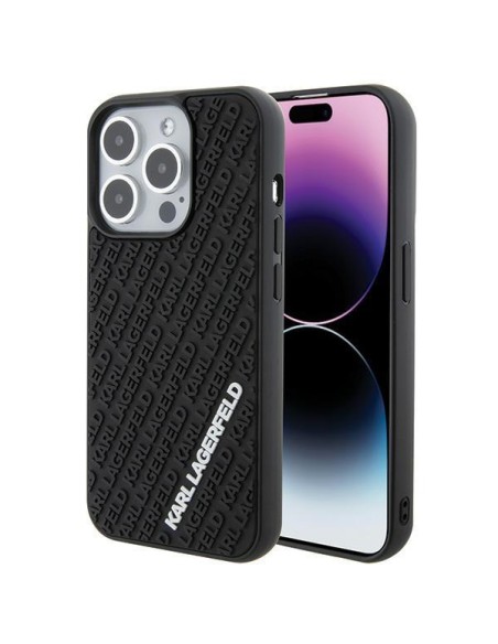 Karl Lagerfeld 3D Rubber Multi Logo dėklas iPhone 15 Pro - juodas Karl Lagerfeld 3D Rubber Multi Logo dėklas iPhone 15 Pro - juodas