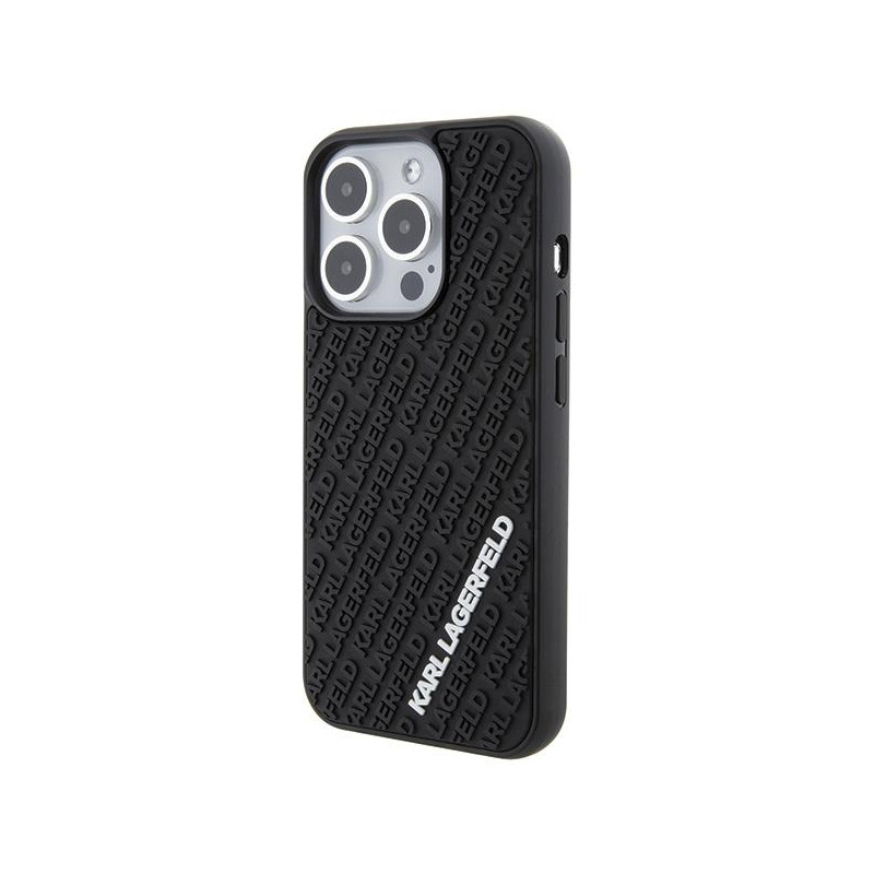Karl Lagerfeld 3D Rubber Multi Logo dėklas iPhone 15 Pro - juodas