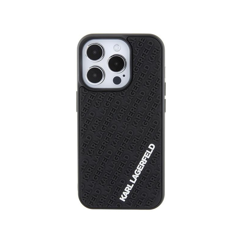 Karl Lagerfeld 3D Rubber Multi Logo dėklas iPhone 15 Pro - juodas
