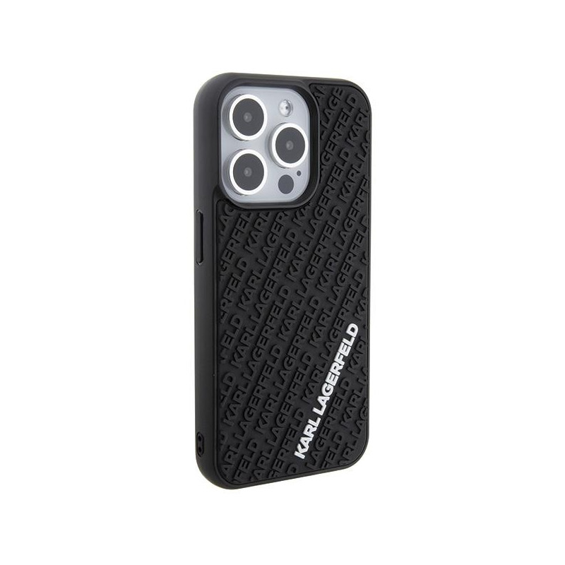 Karl Lagerfeld 3D Rubber Multi Logo dėklas iPhone 15 Pro - juodas