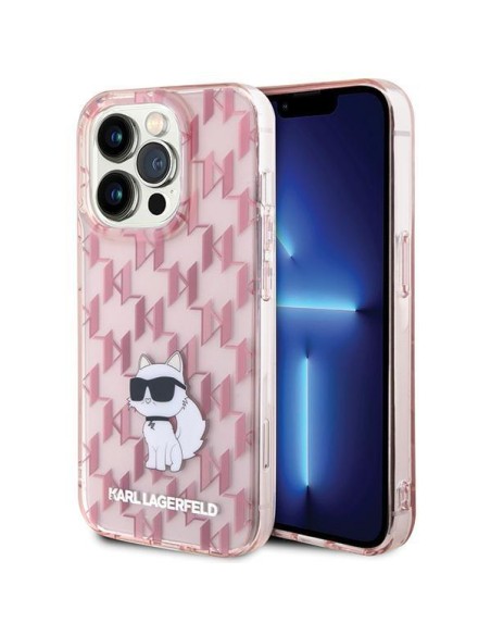 Karl Lagerfeld Monogram Choupette dėklas iPhone 15 Pro - rožinis Karl Lagerfeld Monogram Choupette dėklas iPhone 15 Pro - rožinis
