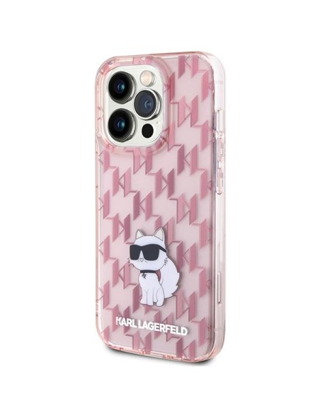 Karl Lagerfeld Monogram Choupette dėklas iPhone 15 Pro - rožinis Karl Lagerfeld Monogram Choupette dėklas iPhone 15 Pro - rožinis