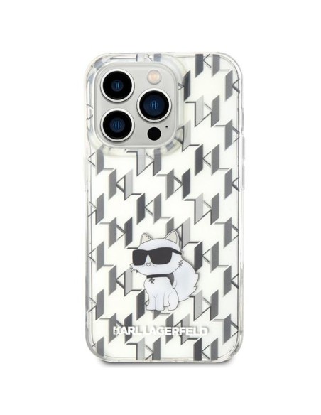 Karl Lagerfeld Monogram Choupette dėklas iPhone 15 Pro - skaidrus Karl Lagerfeld Monogram Choupette dėklas iPhone 15 Pro - skaidrus