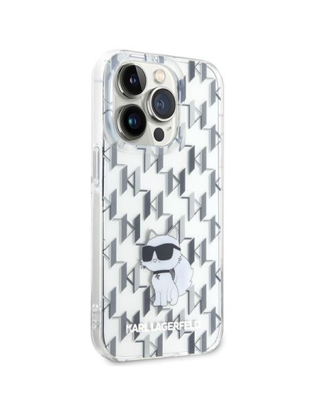 Karl Lagerfeld Monogram Choupette dėklas iPhone 15 Pro - skaidrus Karl Lagerfeld Monogram Choupette dėklas iPhone 15 Pro - skaidrus